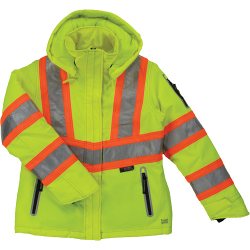 Womens Insulated Flex Safety Jacket, Polyester, High Visibility Lime-Yellow, 2X-Large Duraquip Inc