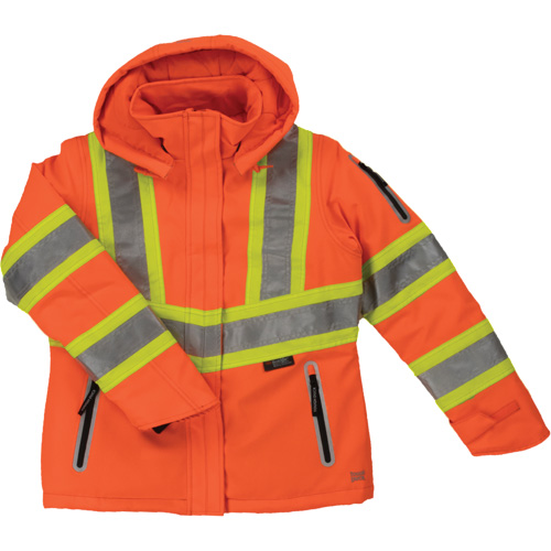 Manteau de s&eacute;curit&eacute; isolant et extensible pour femmes, Polyester, Orange haute visibilit&eacute;, T-Grand Duraquip Inc