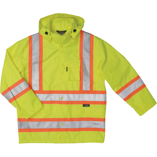 Ripstop Safety Rain Jacket, Polyester, X-Small, High Visibility Lime-Yellow Duraquip Inc