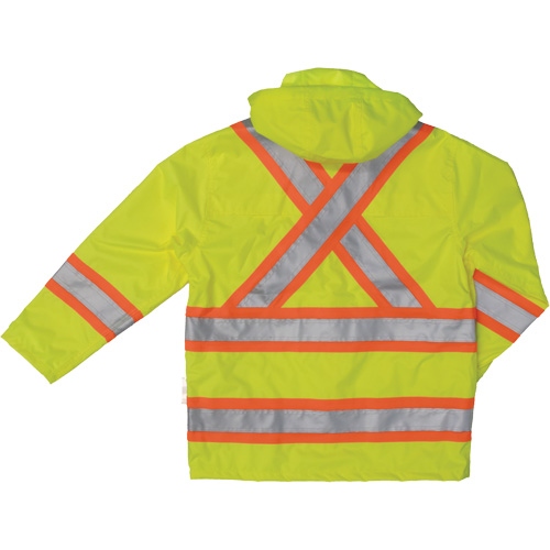Ripstop Safety Rain Jacket, Polyester, X-Small, High Visibility Lime-Yellow Duraquip Inc
