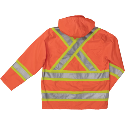 Ripstop Safety Rain Jacket, Polyester, Medium, High Visibility Orange Duraquip Inc