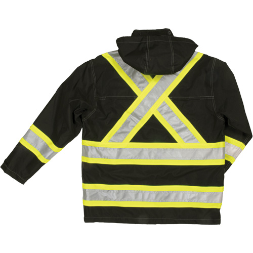 Ripstop Safety Rain Jacket, Polyester, Large, Black Duraquip Inc