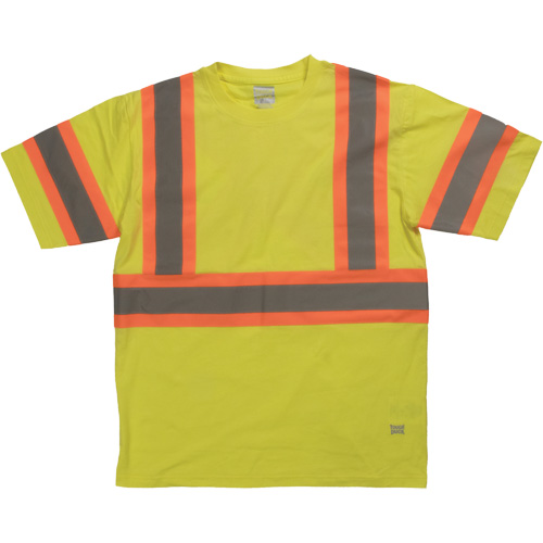 Short Sleeve Safety T-Shirt, Cotton, X-Small, High Visibility Lime-Yellow Duraquip Inc