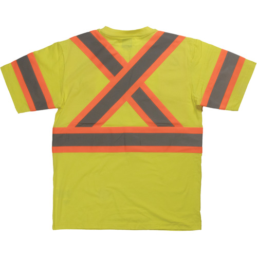 Short Sleeve Safety T-Shirt, Cotton, X-Small, High Visibility Lime-Yellow Duraquip Inc