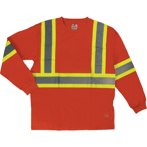 Long Sleeve Safety T-Shirt, Cotton, X-Small, High Visibility Orange Duraquip Inc