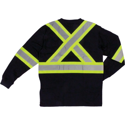 Long Sleeve Safety T-Shirt, Cotton, X-Small, Black Duraquip Inc
