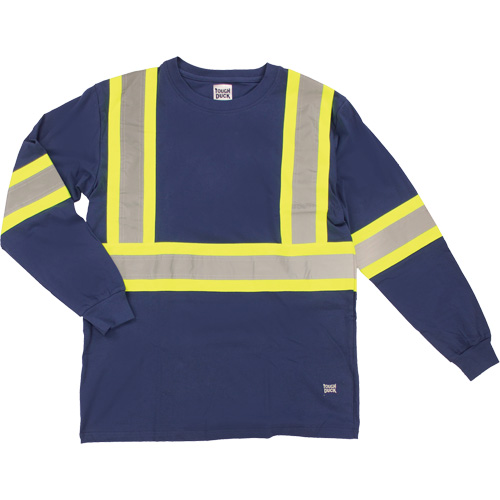 Long Sleeve Safety T-Shirt, Cotton, X-Small, Navy Blue Duraquip Inc