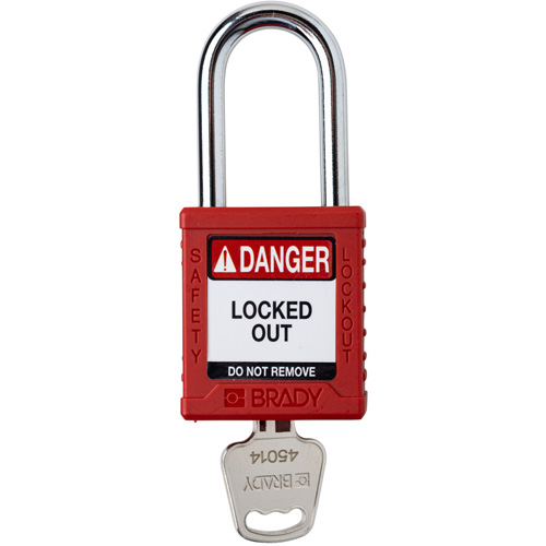 Cadenas de verrouillage Velocity, Rouge, Cl&eacute;s diff&eacute;rentes, Nylon, Largeur de 1-1/2" Duraquip Inc