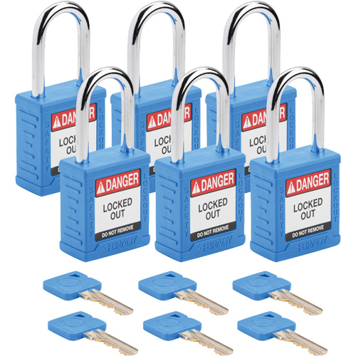 Cadenas de verrouillage Velocity, Bleu, Cl&eacute;s identiques, Nylon, Largeur de 1-1/2" Duraquip Inc