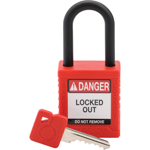 Velocity Safety Lockout Padlock, Red, Keyed Different, Nylon, 1-1/2" Width Duraquip Inc