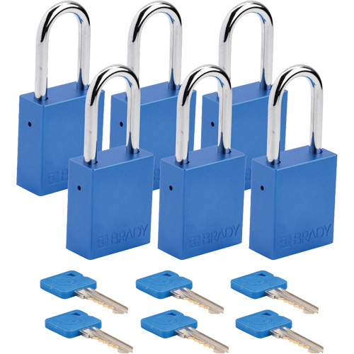 Lockout Padlock, Safety Padlock, Keyed Different, Aluminum, 1-1/2" Width Duraquip Inc