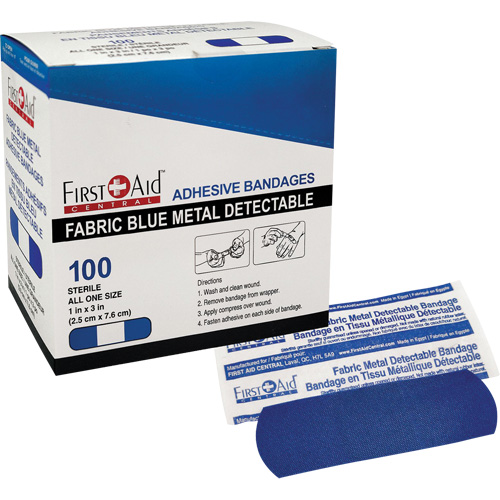 Bandages, Rectangular/Square, 3", Fabric Metal Detectable, Sterile Duraquip Inc