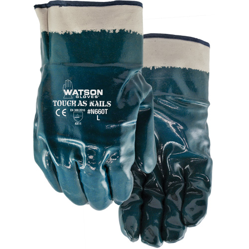 Tough-As-Nails Chemical-Resistant Gloves, Size X-Large, Cotton/Nitrile Duraquip Inc