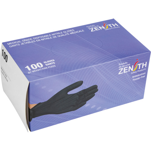 Heavyweight Tactile Grip Examination Gloves, Large, Nitrile, 8-mil, Powder-Free, Black Duraquip Inc