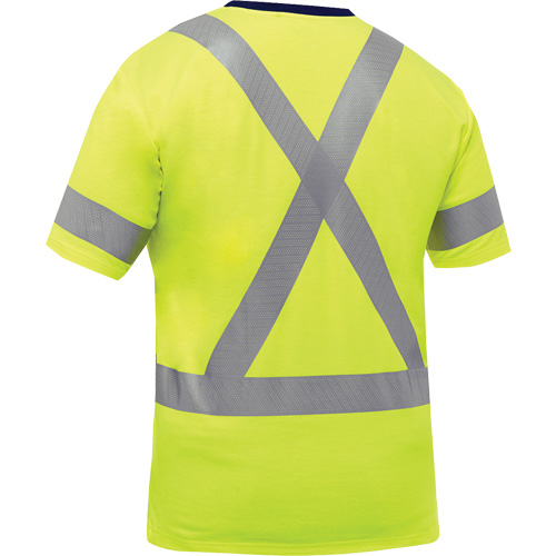 Chemise &agrave; manches courtes et X au dos Bisley, Poly-coton, Petit, Jaune lime haute visibilit&eacute; Duraquip Inc