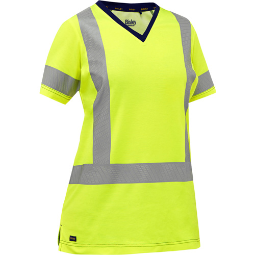 Chemise &agrave; manches courtes et X au dos Bisley pour femmes, Poly-coton, Petit, Jaune lime haute visibilit&eacute; Duraquip Inc