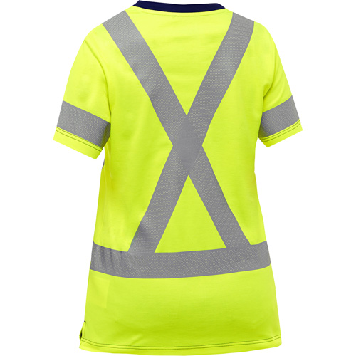 Chemise &agrave; manches courtes et X au dos Bisley pour femmes, Poly-coton, Petit, Jaune lime haute visibilit&eacute; Duraquip Inc