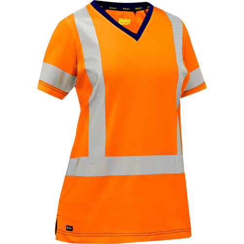 Chemise &agrave; manches courtes et X au dos Bisley pour femmes, Poly-coton, Petit, Orange haute visibilit&eacute; Duraquip Inc