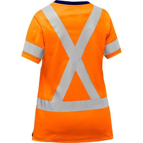 Chemise &agrave; manches courtes et X au dos Bisley pour femmes, Poly-coton, Petit, Orange haute visibilit&eacute; Duraquip Inc