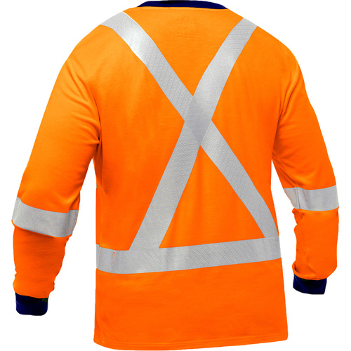 Chemise &agrave; manches longues et X au dos Bisley, Poly-coton, Petit, Orange haute visibilit&eacute; Duraquip Inc