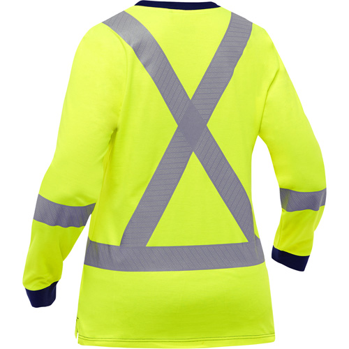 Chemise &agrave; manches longues et X au dos Bisley pour femmes, Poly-coton, Petit, Jaune lime haute visibilit&eacute; Duraquip Inc