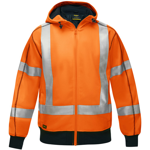 Bisley&reg; X-Back Full Zip Hooded Sweatshirt with Sherpa Lining, Large, High Visibility Orange Duraquip Inc