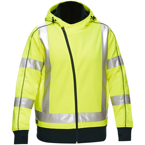 Bisley&reg; X-Back Women's Contoured Full Zip Hooded Sweatshirt with Sherpa Lining, 2X-Large, High Visibility Lime-Yellow Duraquip Inc