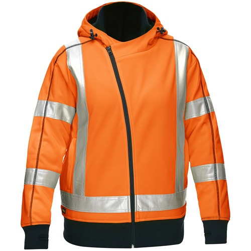 Bisley&reg; X-Back Women's Contoured Full Zip Hooded Sweatshirt with Sherpa Lining, 2X-Large, High Visibility Orange Duraquip Inc
