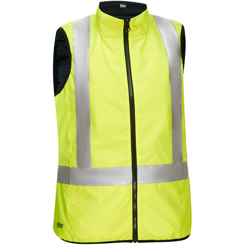 Bisley&reg; X-Back Women's Contoured Reversible Puffer Vest, High Visibility Lime-Yellow, Large, Polyester Duraquip Inc
