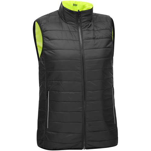 Bisley&reg; X-Back Women's Contoured Reversible Puffer Vest, High Visibility Lime-Yellow, Large, Polyester Duraquip Inc