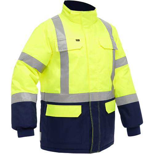 Bisley&reg; X-Back Extreme Cold Jacket with Navy Bottom, Polyester, High Visibility Lime-Yellow, X-Large Duraquip Inc