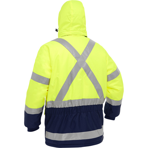 Bisley&reg; X-Back Extreme Cold Jacket with Navy Bottom, Polyester, High Visibility Lime-Yellow, X-Large Duraquip Inc