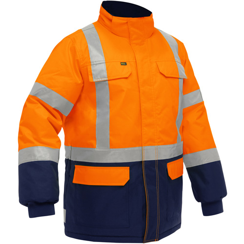 Bisley&reg; X-Back Extreme Cold Jacket with Navy Bottom, Polyester, High Visibility Orange, Medium Duraquip Inc