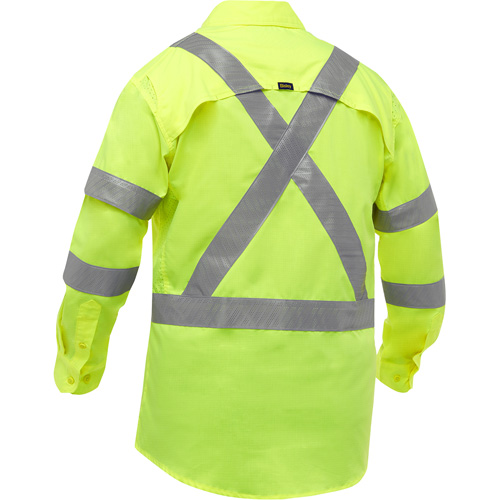 Chemise de travail &agrave; manches longues et X au dos Bisley avec X-Airflow, Poly-coton, Petit, Jaune lime haute visibilit&eacute; Duraquip Inc