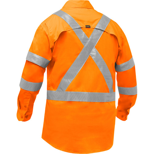 Chemise de travail &agrave; manches longues et X au dos Bisley avec X-Airflow, Poly-coton, Petit, Orange haute visibilit&eacute; Duraquip Inc