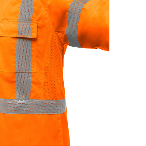 Chemise de travail &agrave; manches longues et X au dos Bisley avec X-Airflow, Poly-coton, Petit, Orange haute visibilit&eacute; Duraquip Inc
