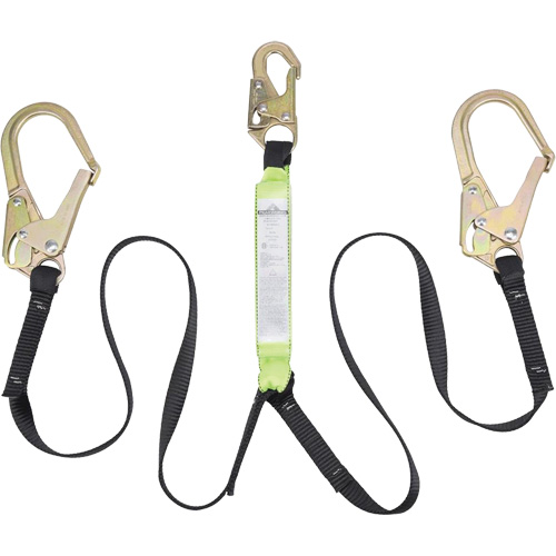 SA-64022-6 Shock Absorbing Lanyard, 6', Form Hook Center, Snap Hook Leg Ends, Polyester Duraquip Inc