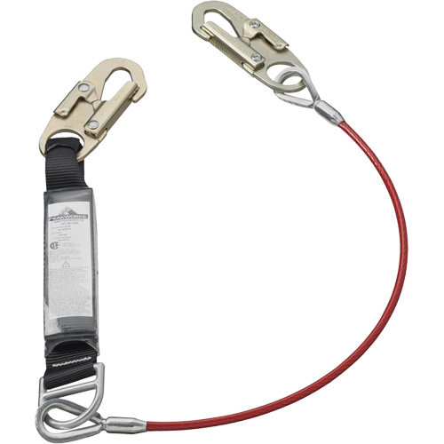 SA-5500-4 Shock Absorbing Lanyard, 4', Snap Hook Center, Snap Hook Leg Ends, Galvanized Steel Duraquip Inc