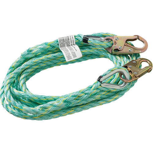 VL-1122-100 Vertical Lifeline Rope with Anchor End Snap Hook, Copolymer Duraquip Inc