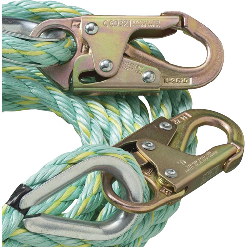 VL-1122-100 Vertical Lifeline Rope with Anchor End Snap Hook, Copolymer Duraquip Inc