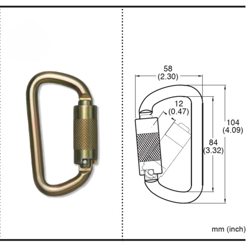 CP-03015-2 Zinc Plated Carabiner with 3/4" Gate Opening, Steel Duraquip Inc