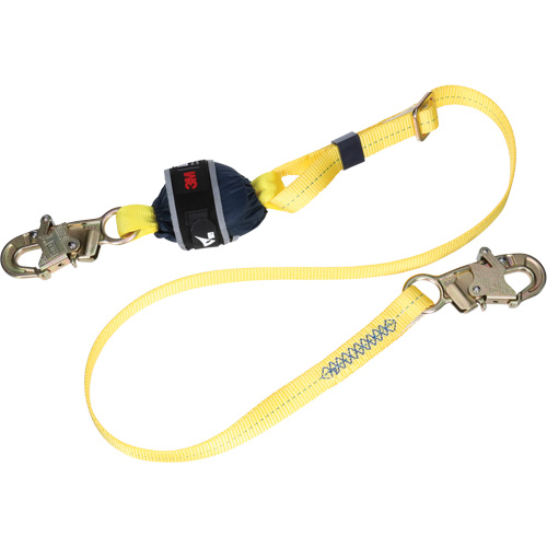 Adjustable Web Shock-Absorbing Lanyard, 6', Snap Hook Center, Snap Hook Leg Ends, Polyester Duraquip Inc