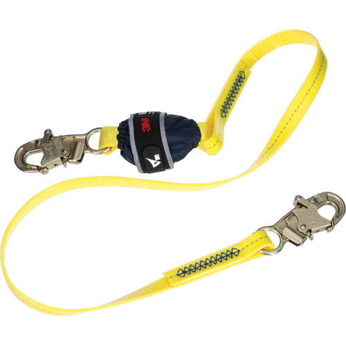 Coated Web Shock-Absorbing Lanyard, 6', Snap Hook Center, Snap Hook Leg Ends Duraquip Inc