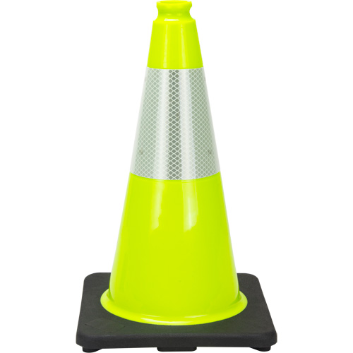 Premium Traffic Cone, 18", Lime Green, 6" Reflective Collar(s) Duraquip Inc