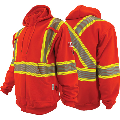 Atlas Guardian&reg; FR/AR Full-Zip Hoodies, Men's, 3X-Large, High Visibility Orange, 18 cal/cm² Duraquip Inc
