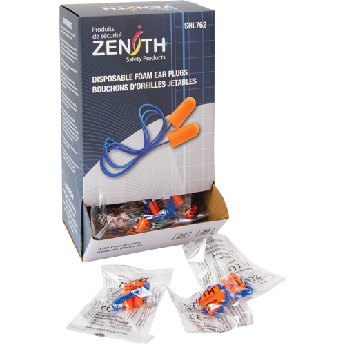 Foam Earplugs, Pair - Polybag, Corded Duraquip Inc