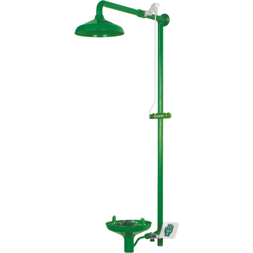 Douche combin&eacute;e pour laboratoire avec cuvette ouverte en ABS, Montage mural Duraquip Inc