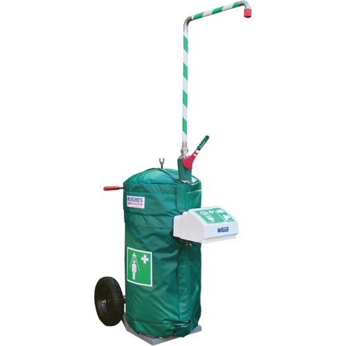 Douche d'urgence isol&eacute;e, mobile et autonome avec douche oculaire et faciale, Capacit&eacute; 30 gal., Conformit&eacute; Aucune Duraquip Inc