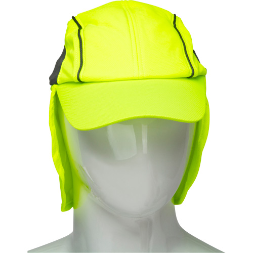 Chapeaux de refroidissement avec voiles pour le cou, Lime haute visibilit&eacute; Duraquip Inc