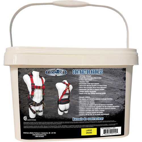 Contractor Safety Harness in Pail, CSA Certified, Class AP, Large, 352 lbs. Cap. Duraquip Inc
